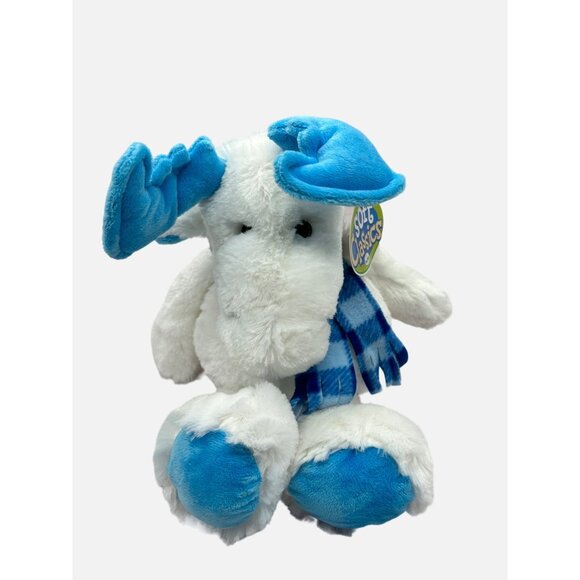 Chosun Soft Classics White Moose Plush 10" Blue Antlers Scarf Stuffed Animal - Picture 2 of 12